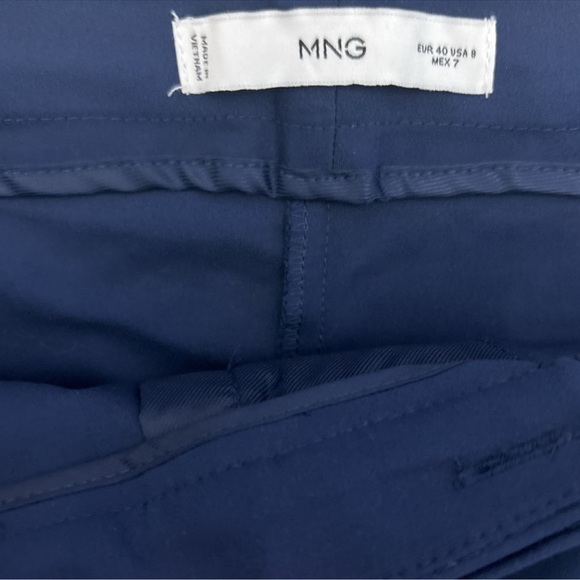 MNG Mango Women’s Navy Dress Pants Size 8 EUR 40 Slim Fit Ankle Work Career - Picture 5 of 10